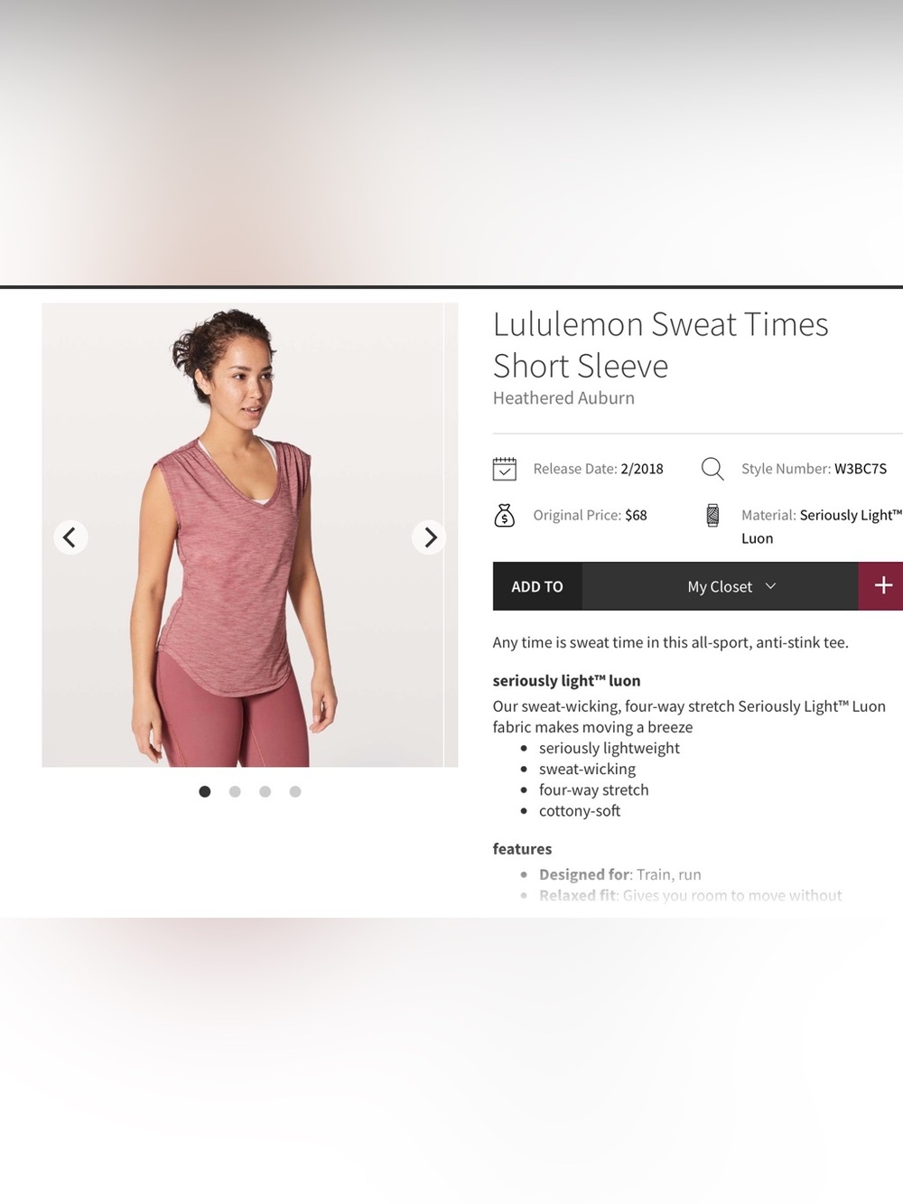 lululemon athletica Heathered Auburn Short Sleeve Tee - Auburn